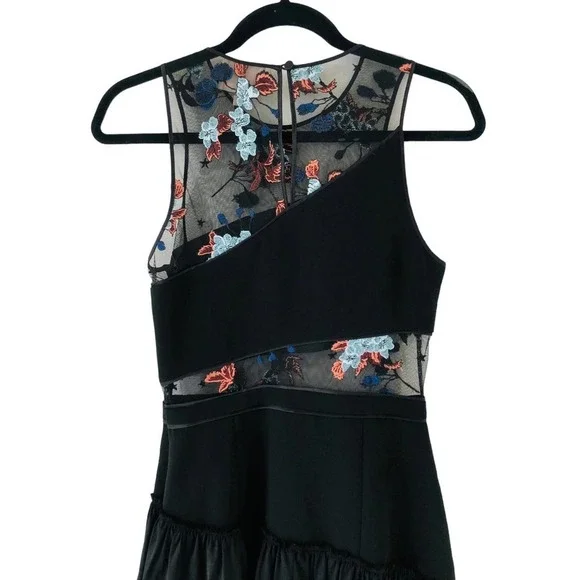 5 a 7 Cinq a Sept Aquarius Designer Embroidered Mesh Ruffle Hem Dress $450 Sz 6‍ - Picture 13 of 16